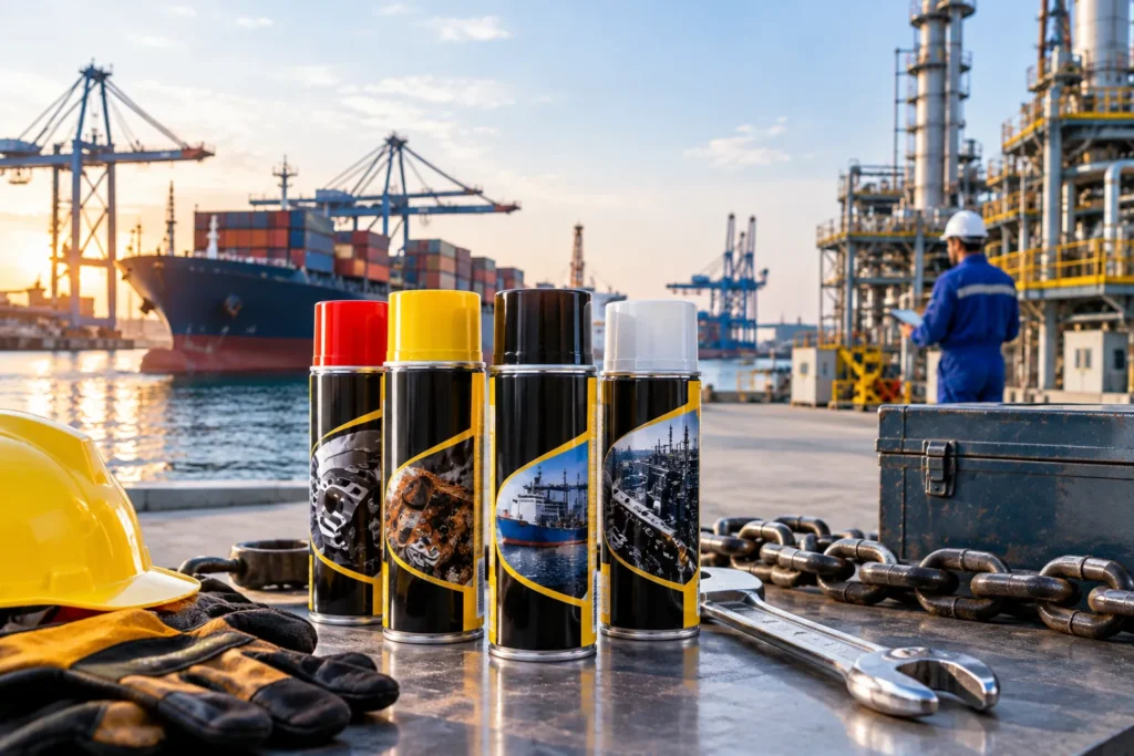 Industrial aerosol products supplied to factories, workshops and marine sites across the UAE