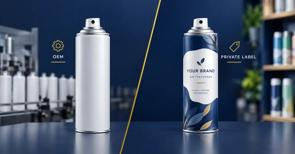 OEM vs private label aerosol manufacturing options compared side by side by Alqaed in the UAE